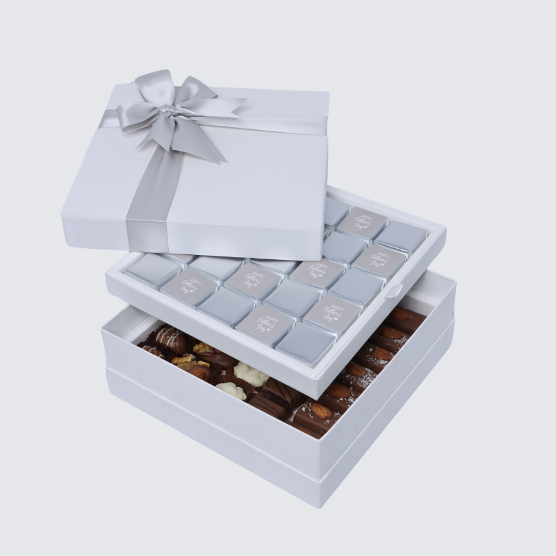 Happy father's day classic silver designed 2-layer chocolate hard box