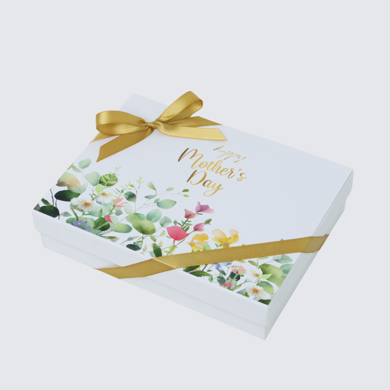 "Happy mother's day" flowers designed 12-piece chocolate hard box