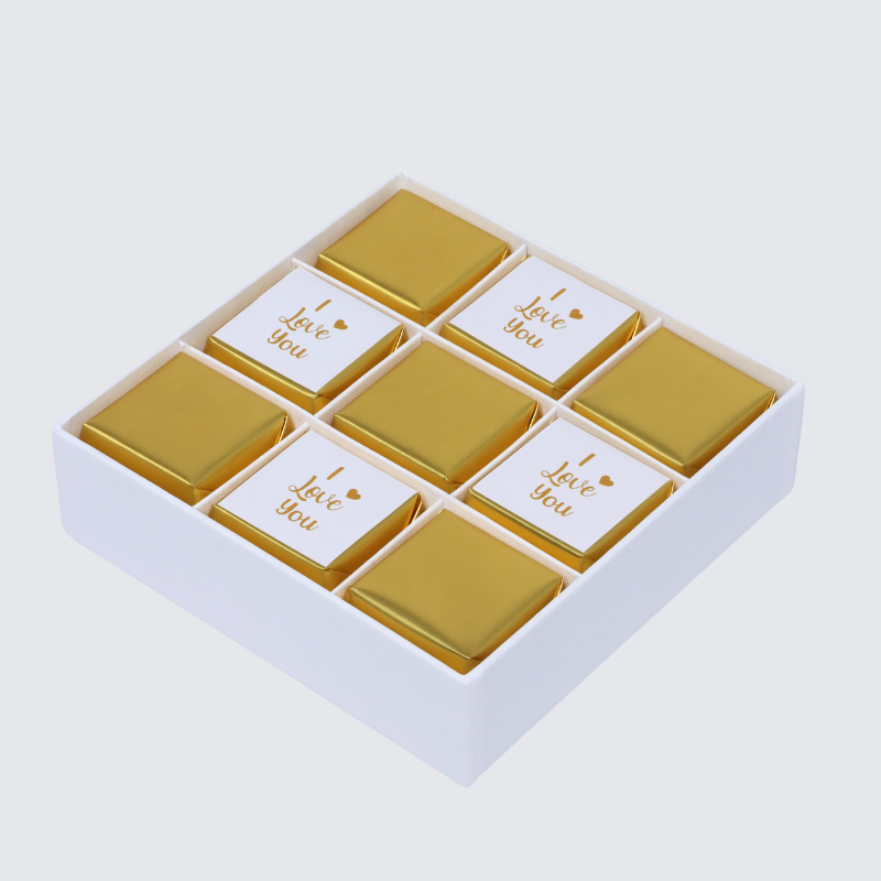 "I love you" gold designed chocolate 9-piece premium chocolate hard box