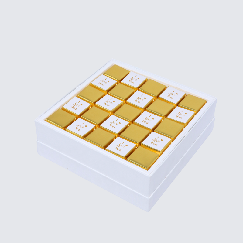 "I love you" gold designed premium chocolate one layer hard box