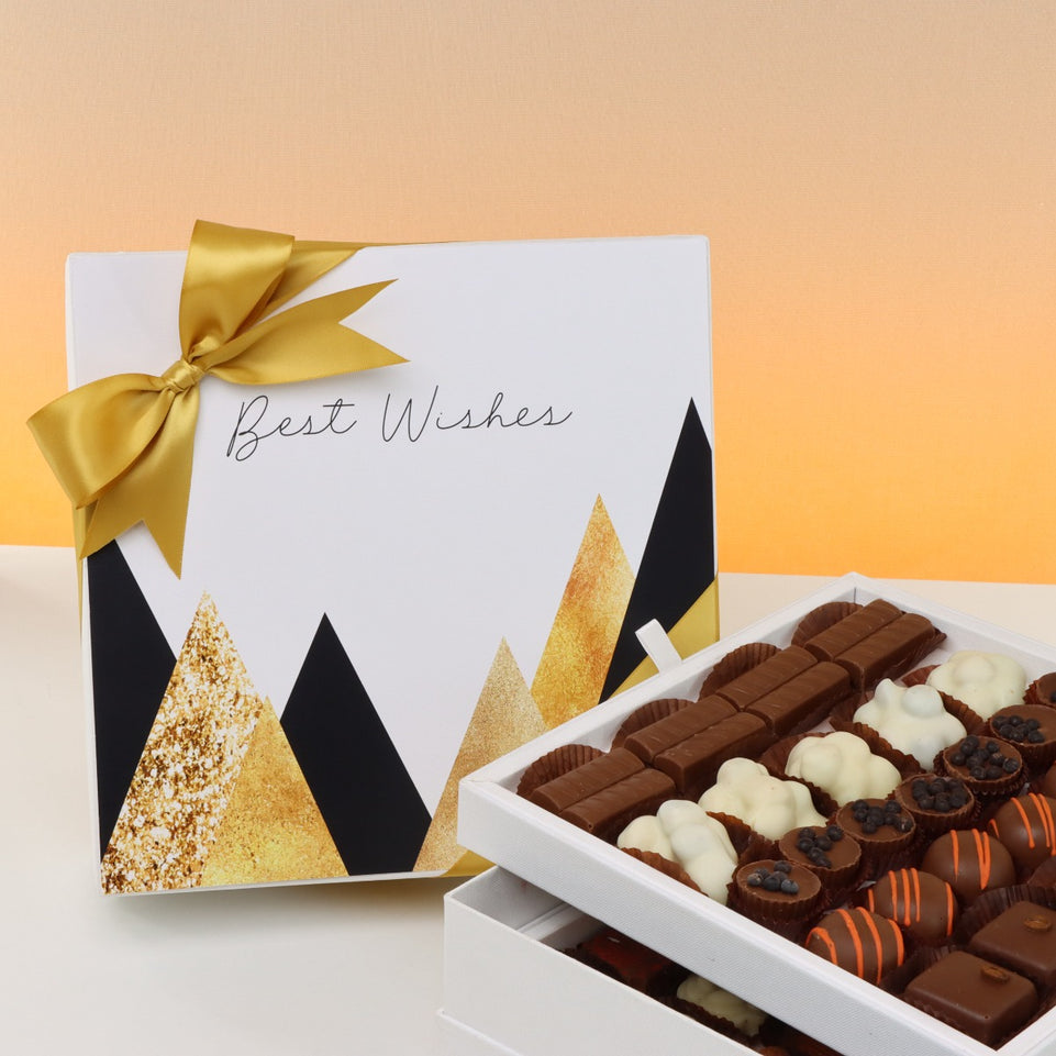 Best wishes geometric designed 2-layer chocolate hard box