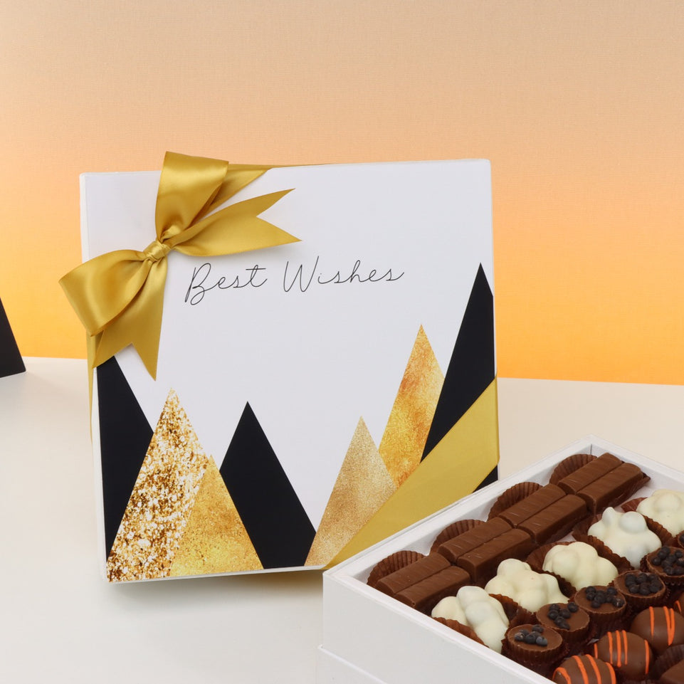 Best wishes geometric designed chocolate hard box