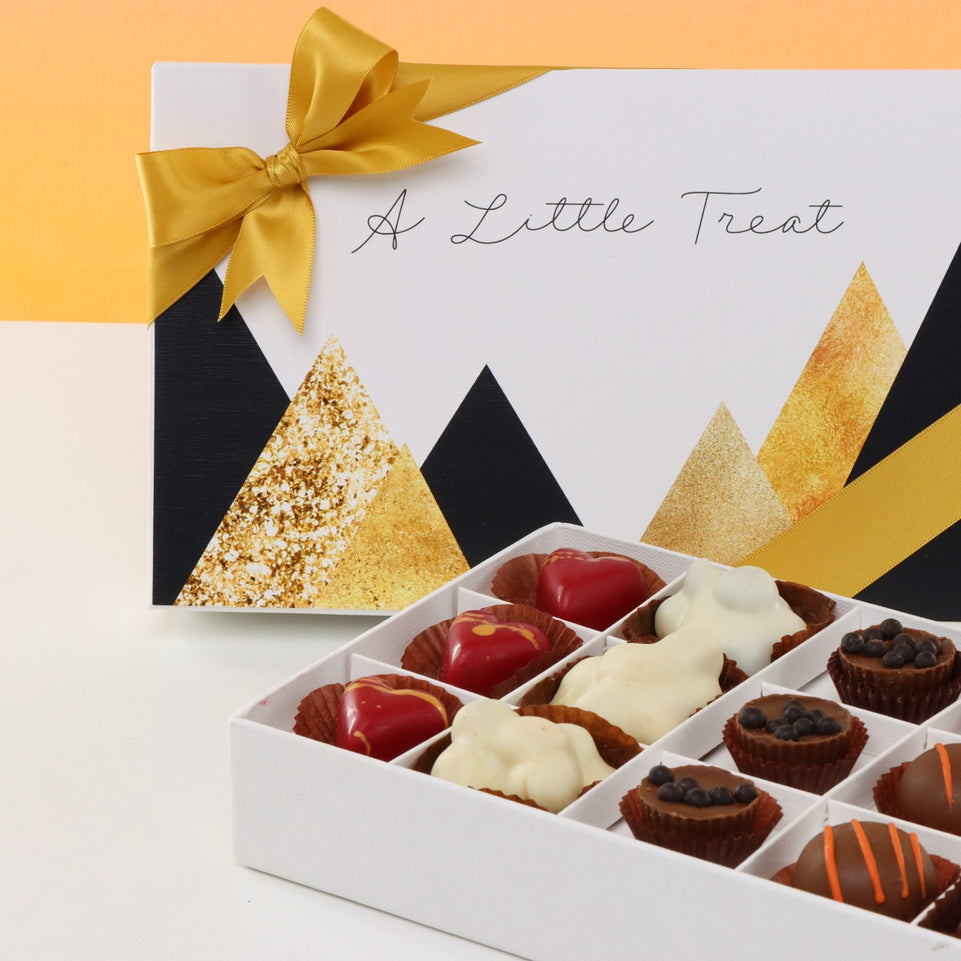 A little treat geometric designed 15 piece premium chocolate hard box