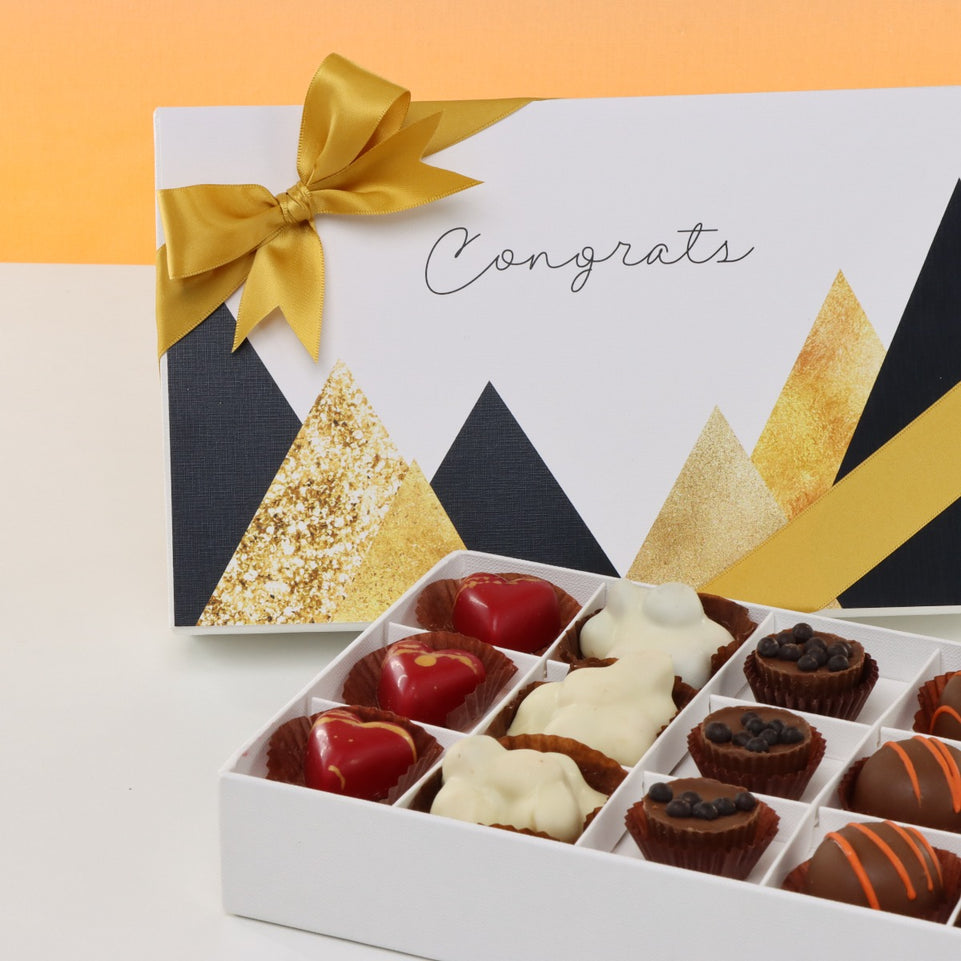 Congrats geometric designed 15- piece chocolate hard box