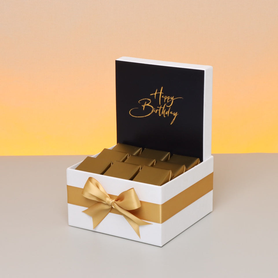 "Happy birthday" text designed premium chocolate small hamper