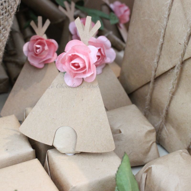 Rustic tribal baby girl decorated chocolate wood stand