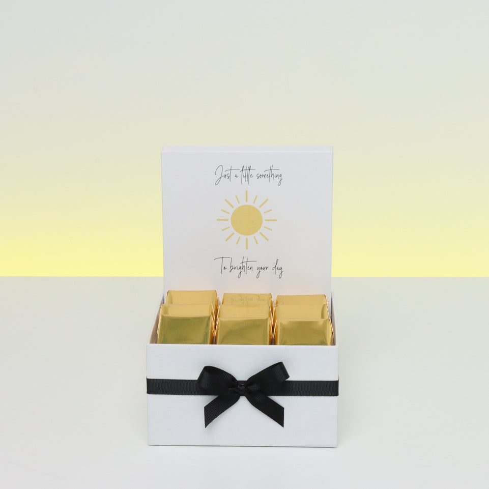 "Brighten your day" sun streak designed premium chocolate small hamper