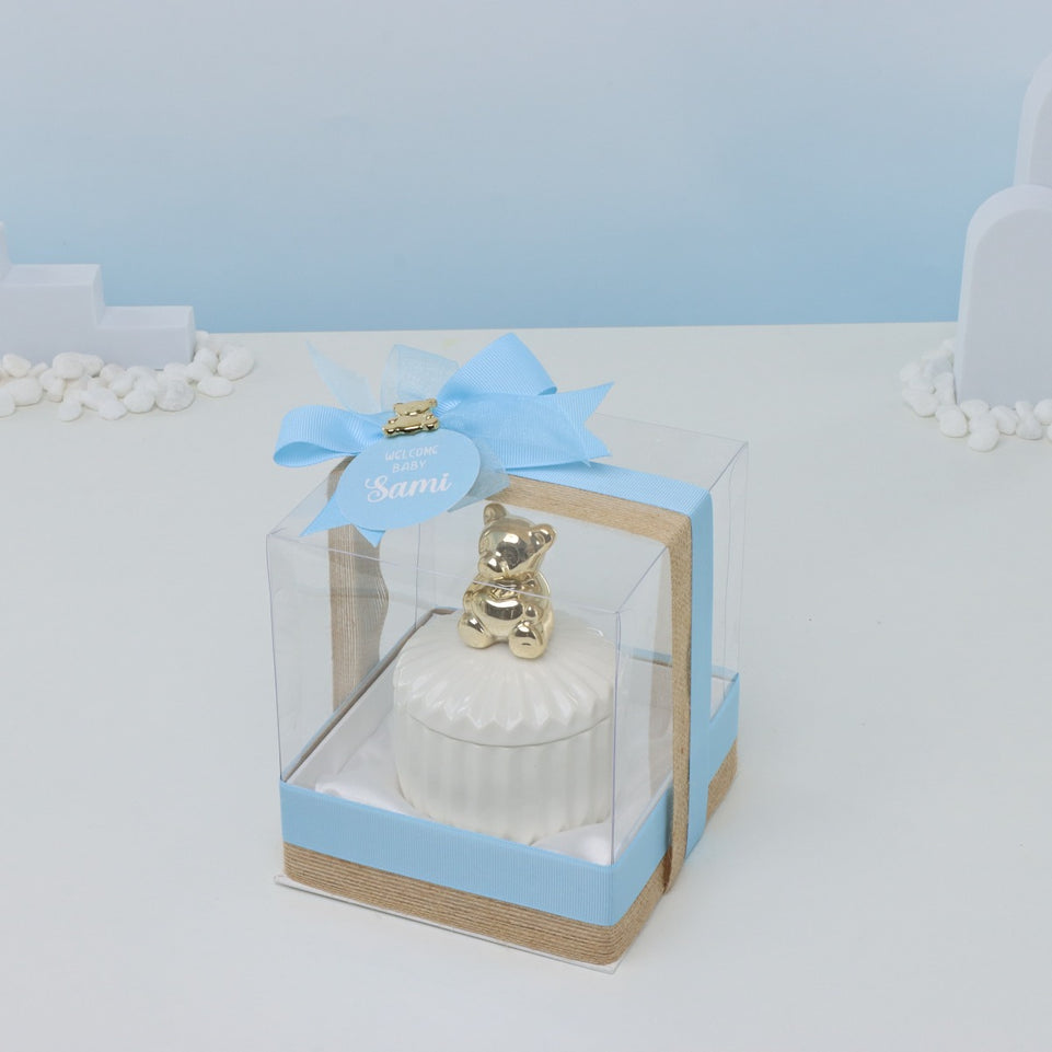 Baby boy teddy ceramic box souvenir