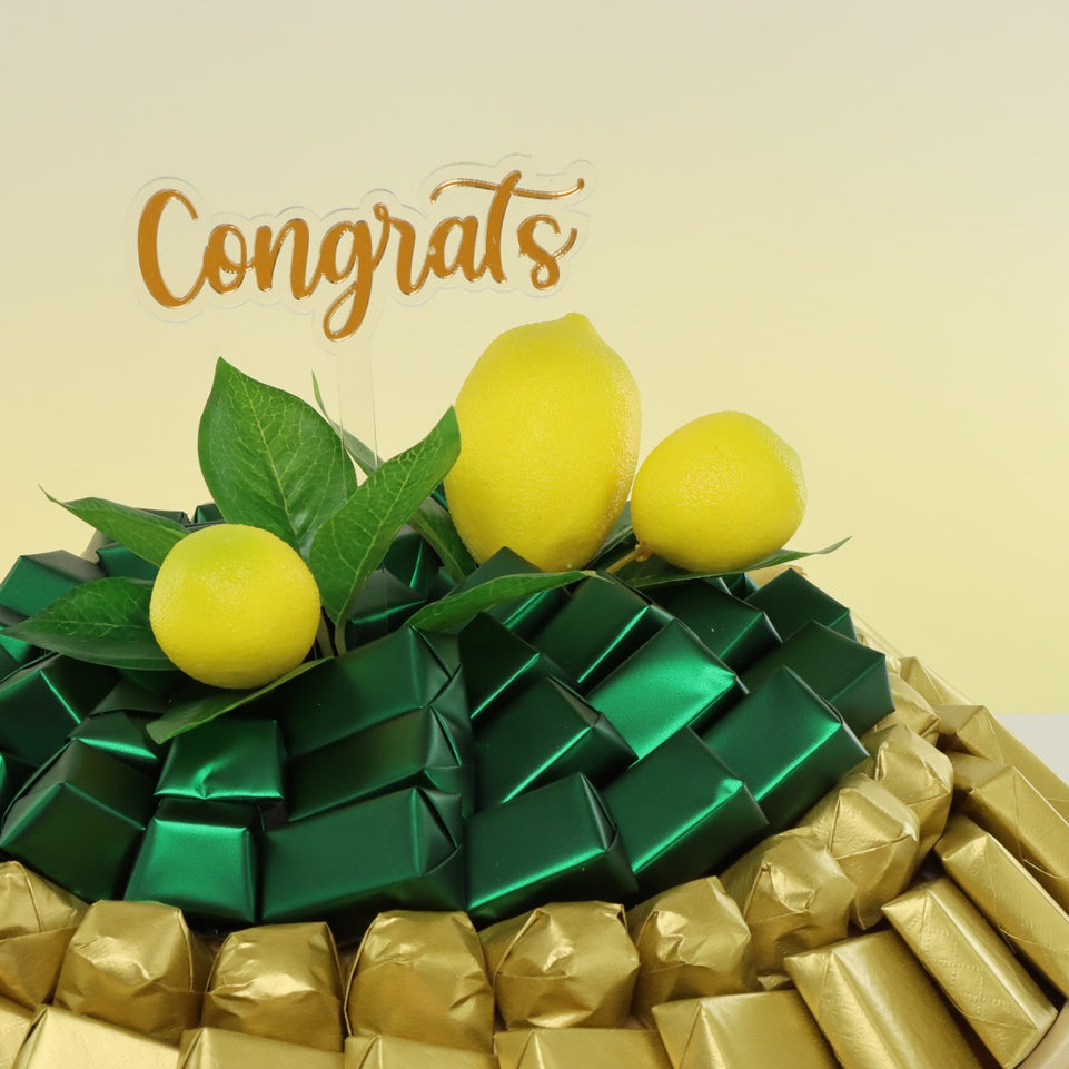 Congrats lemon decorated premium chocolate leather round tray