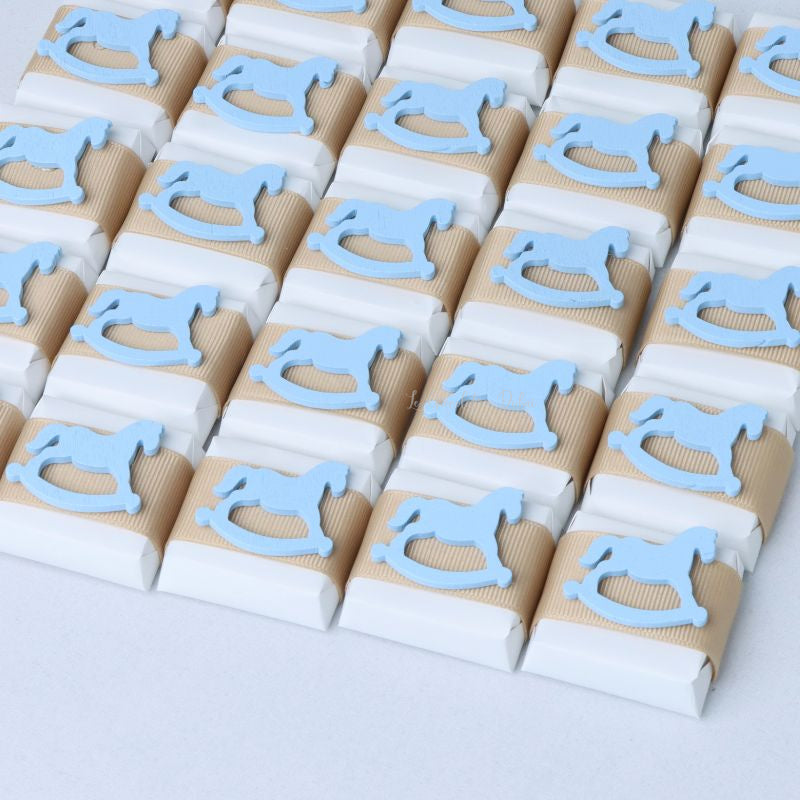 Baby boy rocking horse acrylic decorated chocolate