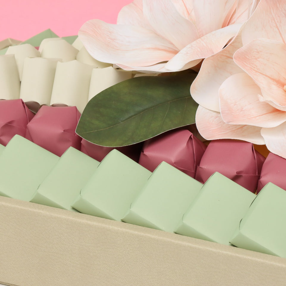 Happy birthday peach magnolia decorated chocolate leather tray