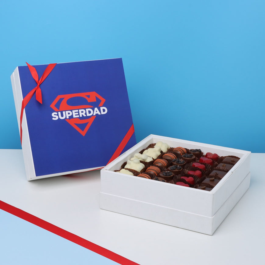 "Superdad" father's day designed chocolate one layer hard box