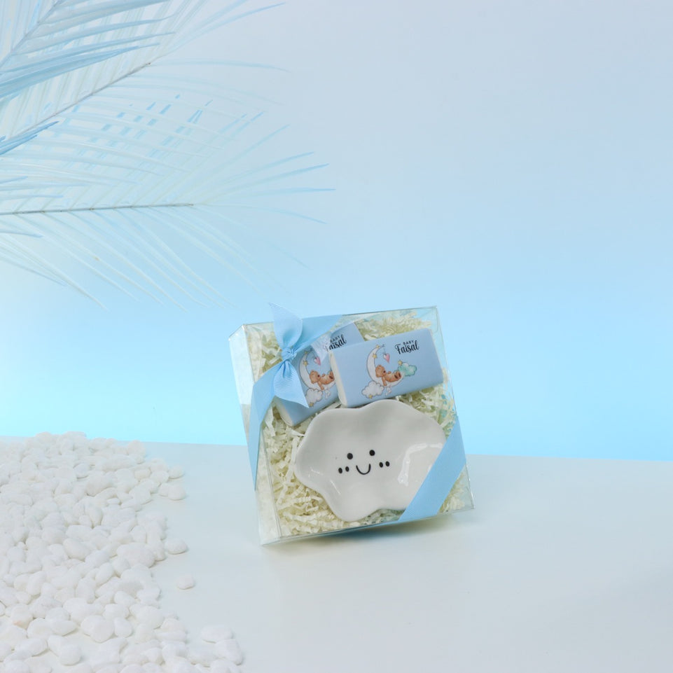 Set of 20 pcs baby boy ceramic cloud plate giveaway