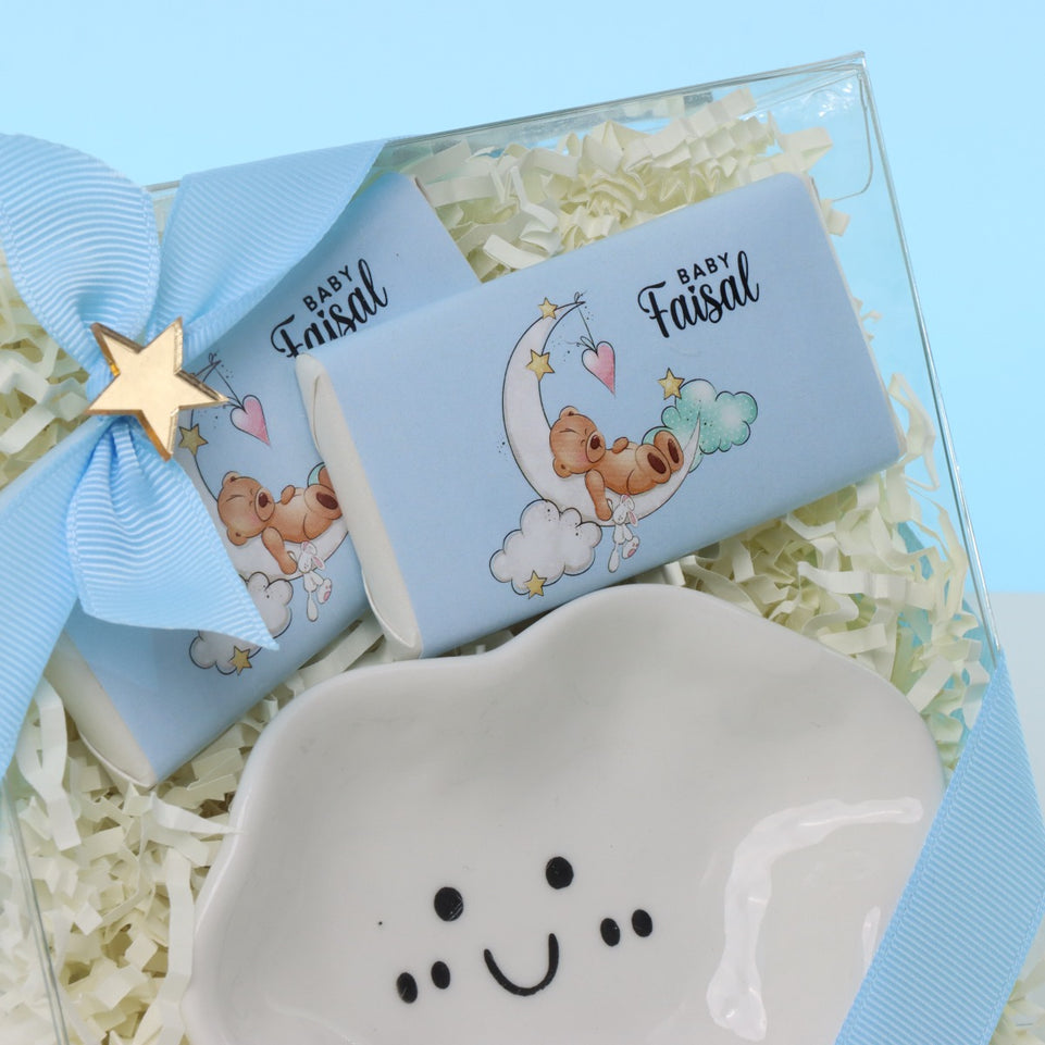 Set of 20 pcs baby boy ceramic cloud plate giveaway