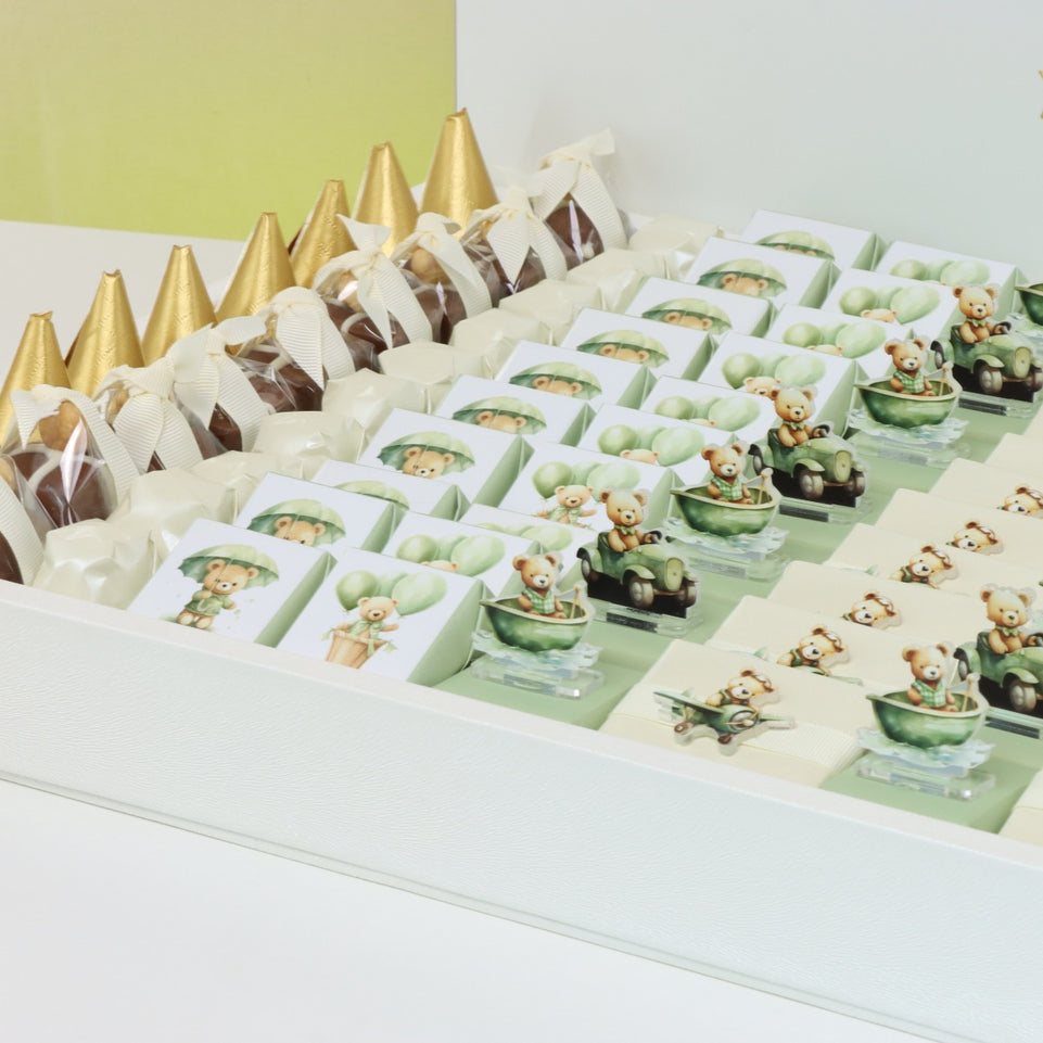 Baby boy teddy theme designed chocolate large leather tray