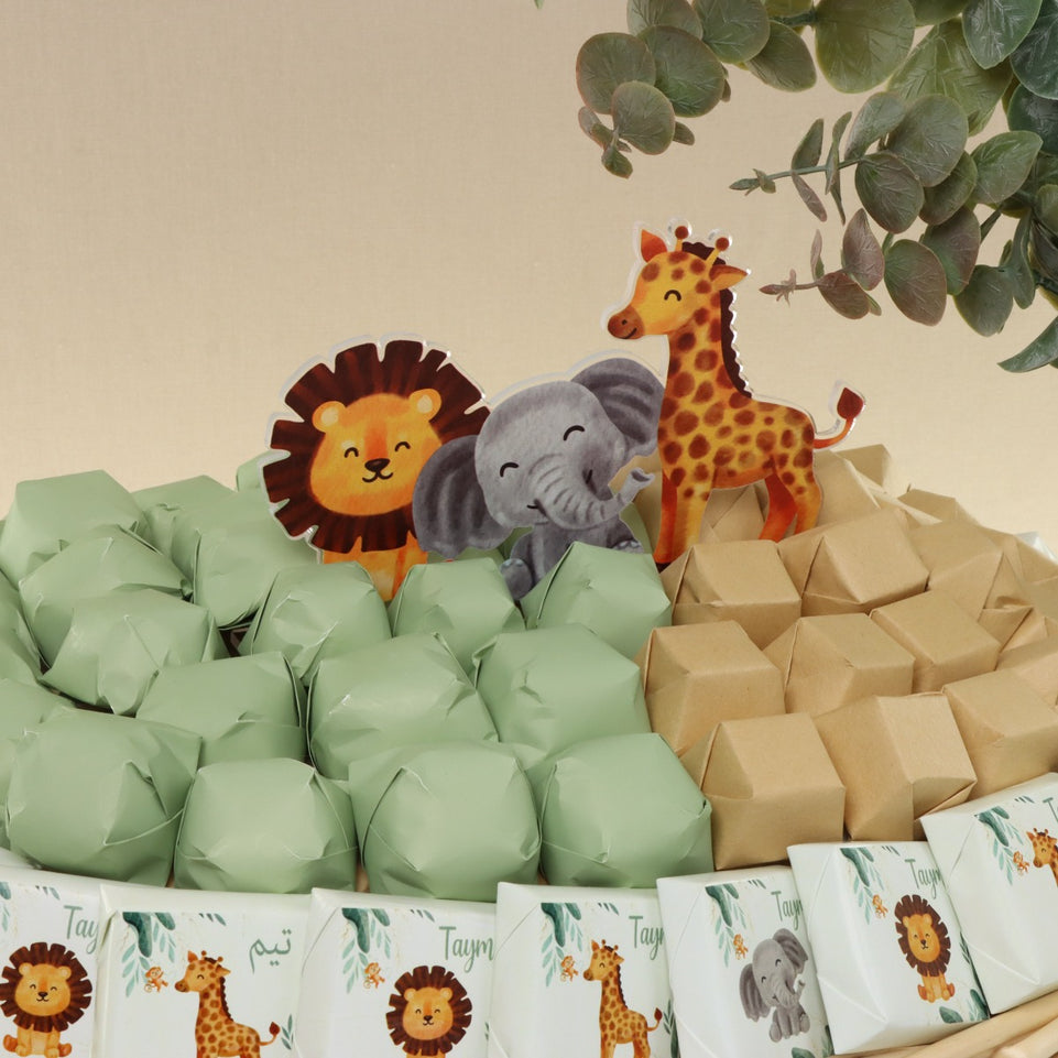 Baby animal safari theme chocolate medium basket
