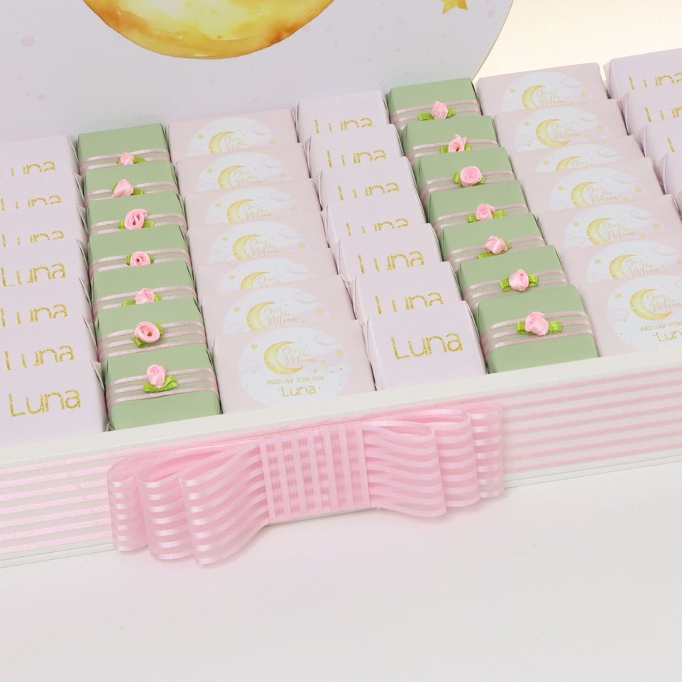 Baby girl personalized stars moon designed chocolate leather tray