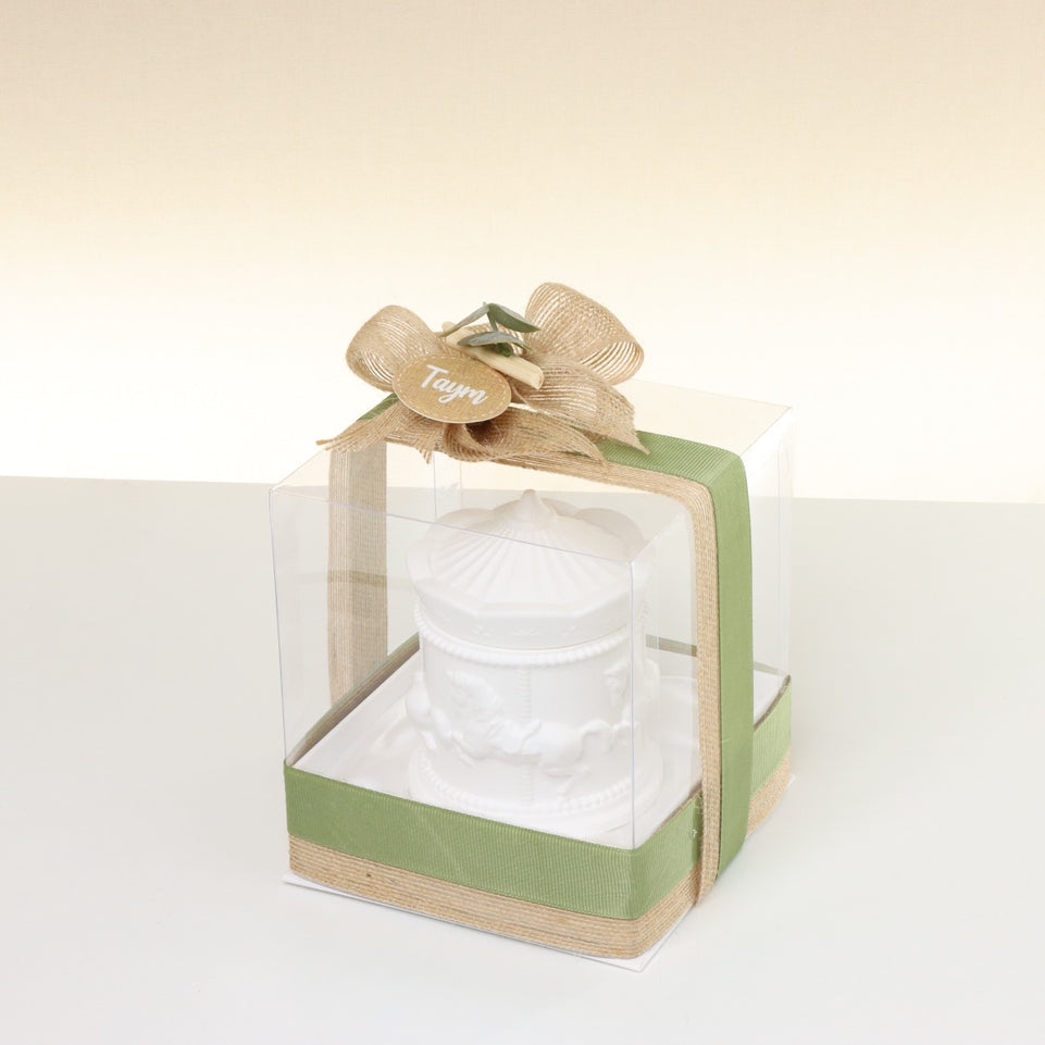 Set of 20 pieces baby boy rustic theme designed carousel scented candle giveaway