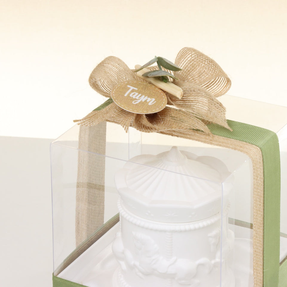 Set of 20 pieces baby boy rustic theme designed carousel scented candle giveaway