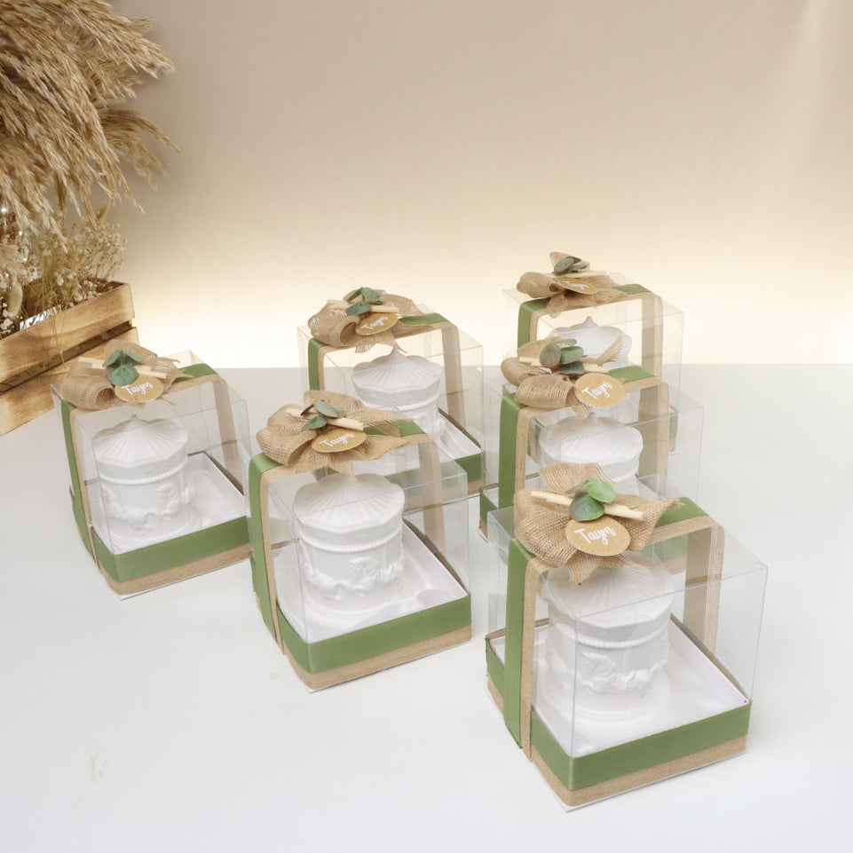 Set of 20 pieces baby boy rustic theme designed carousel scented candle giveaway