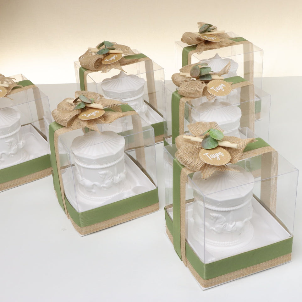 Set of 20 pieces baby boy rustic theme designed carousel scented candle giveaway