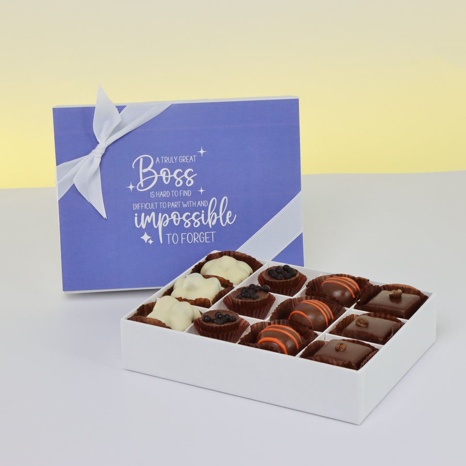 "Message to boss" retirement designed 12-piece premium chocolate hard box