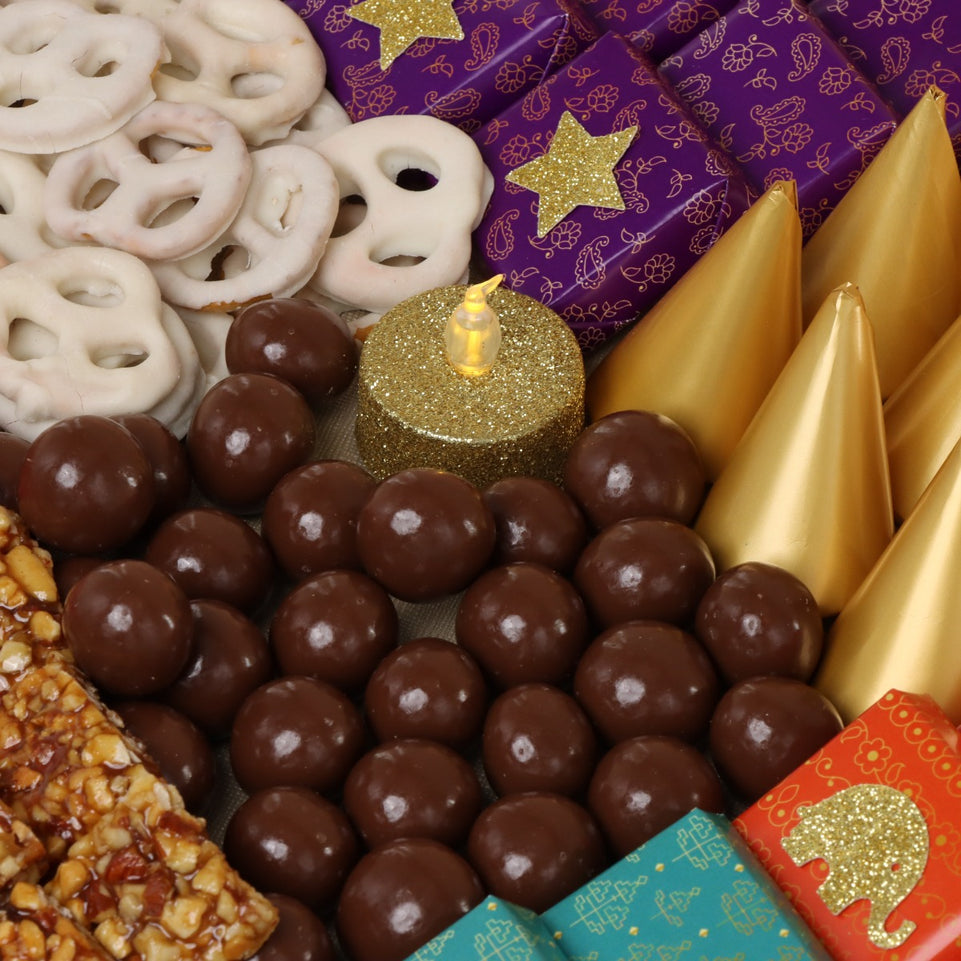 Diwali designed premium chocolate & sweets large leather tray