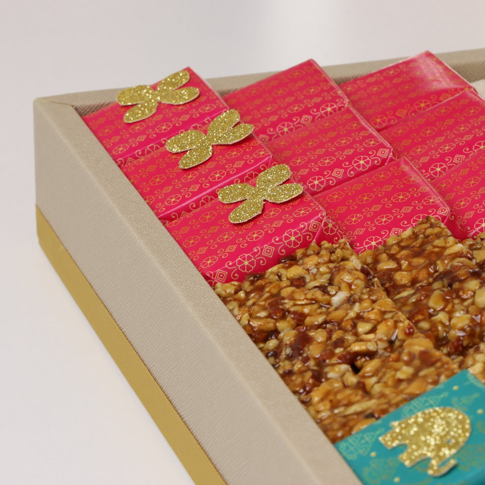 Diwali designed premium chocolate & sweets large leather tray