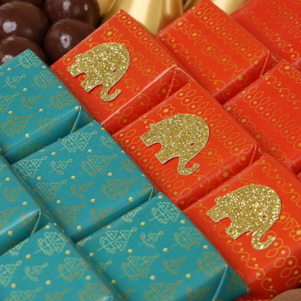 Diwali designed premium chocolate & sweets large leather tray