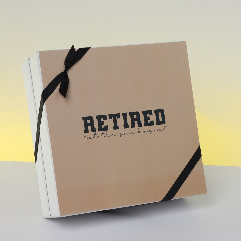 "Let the fun begin" retirement 2-layer premium chocolate hard box