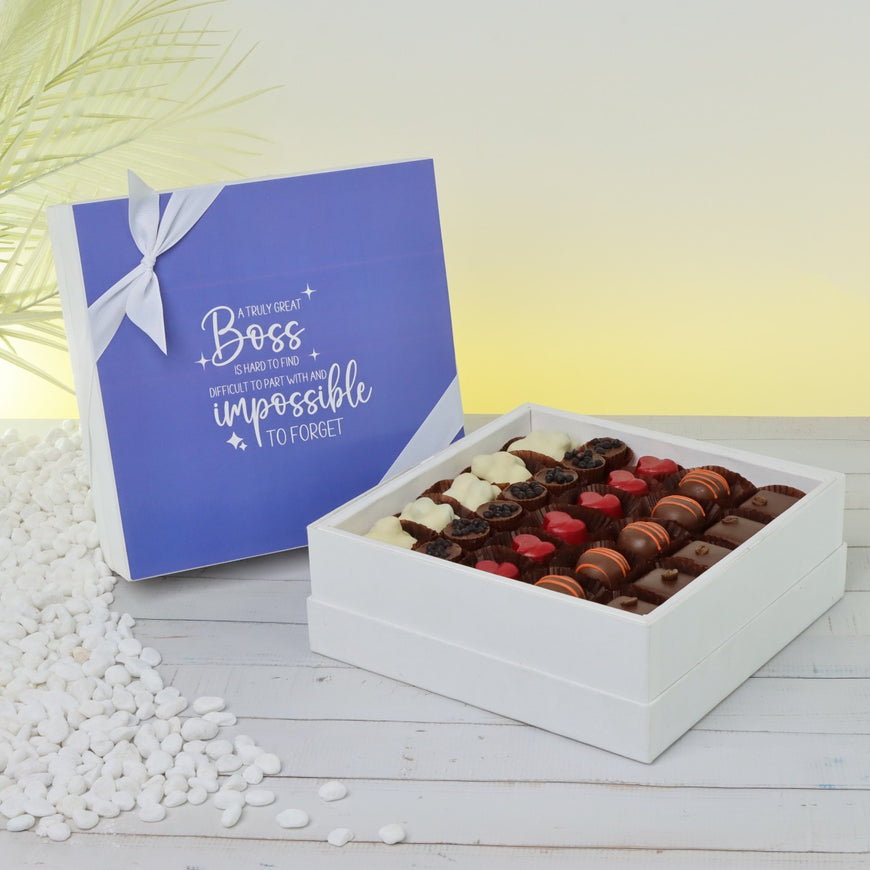 Retirement boss message designed premium chocolate hard box