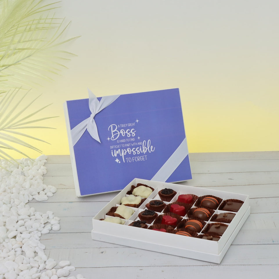 Retirement boss message designed 20-piece premium chocolate hard box