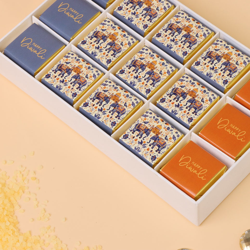 Happy diwali elephant festive designed 15-piece premium chocolate hard box