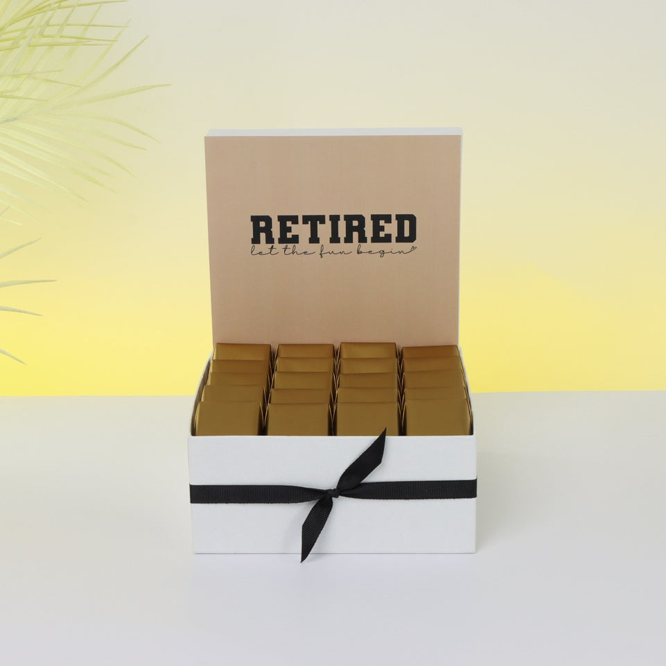 "Let the fun begin" retirement designed premium chocolate medium hamper