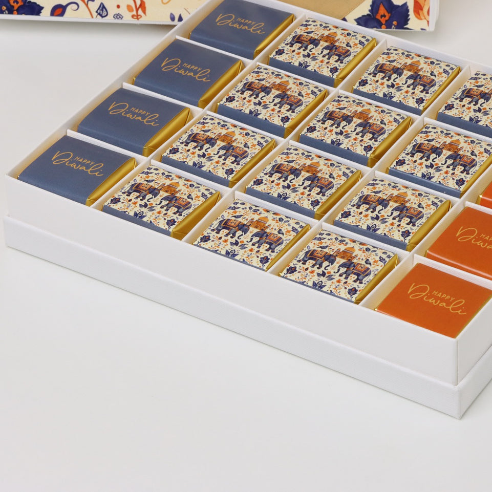 Happy diwali elephant festive designed 20-piece premium chocolate hard box