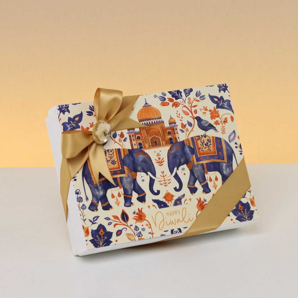 Happy diwali elephant festive designed 12-piece premium chocolate hard box