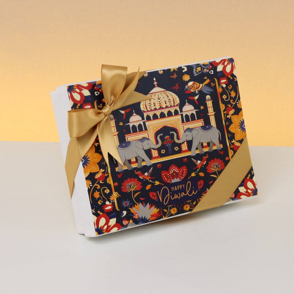 Happy diwali majestic elephant designed 12-piece premium chocolate hard box