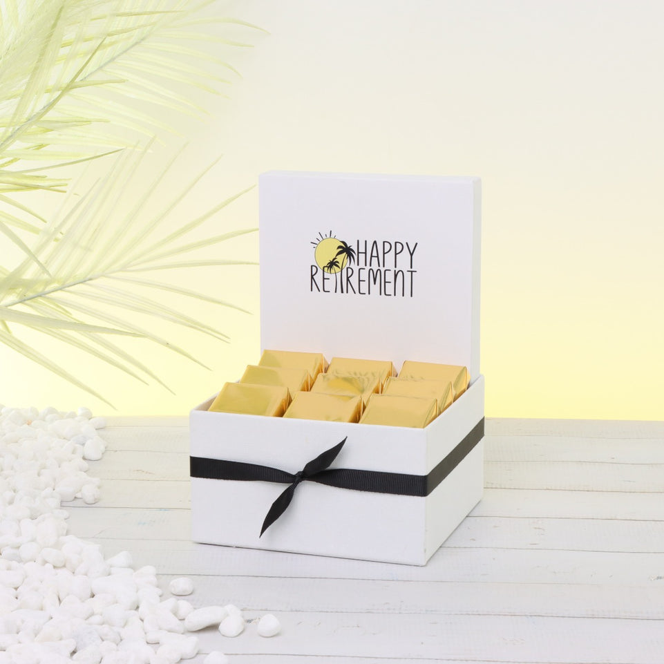 "Happy retirement" designed premium chocolate small hamper