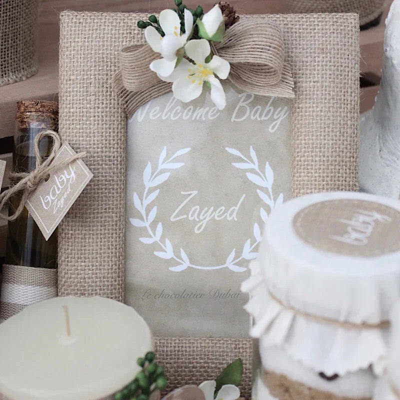 Baby rustic theme chocolate wood stand