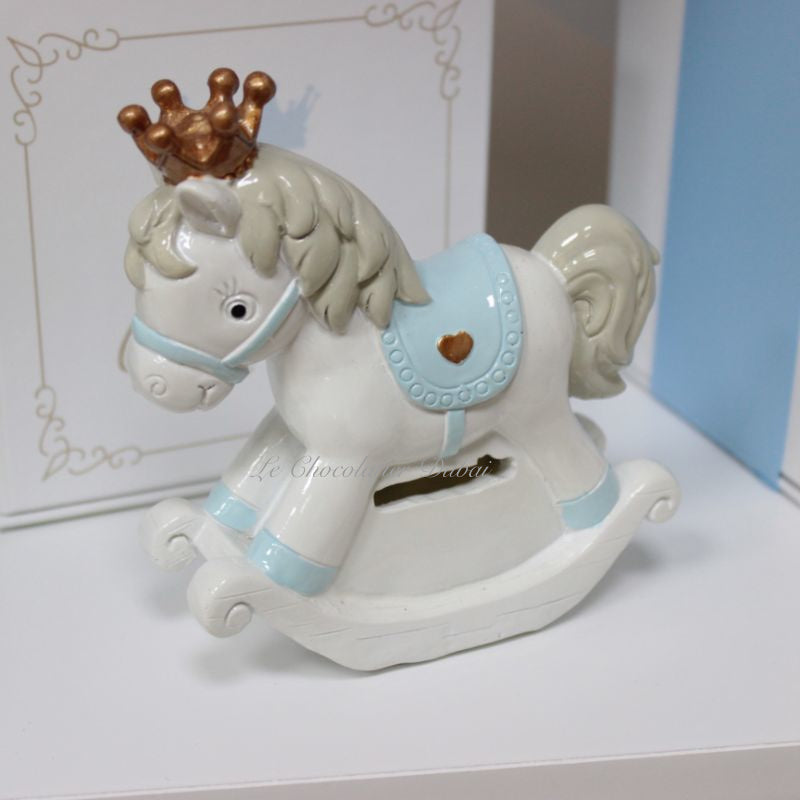Baby boy carousel horse theme decorated chocolate wood stand with personalized backdrop