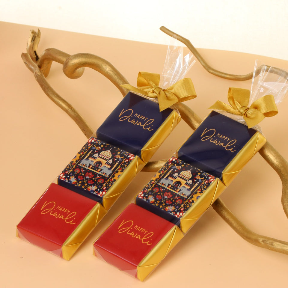 Set of 20 Happy Diwali majestic elephant designed premium chocolate pack giveaway