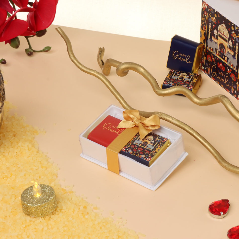 Set of 20 Happy Diwali majestic elephant designed premium chocolate view top box