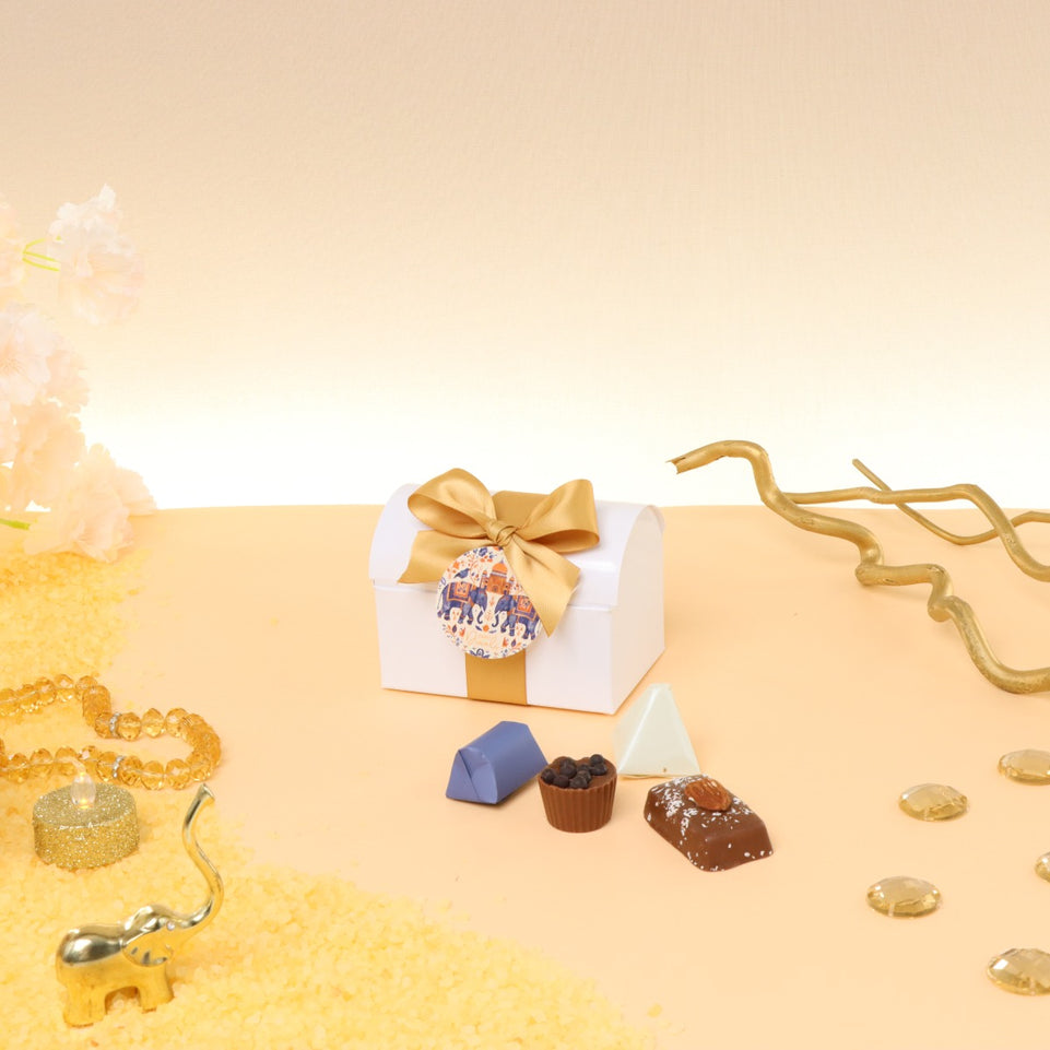 Set of 20 Happy Diwali elephant festive designed premium chocolate chest box giveaway