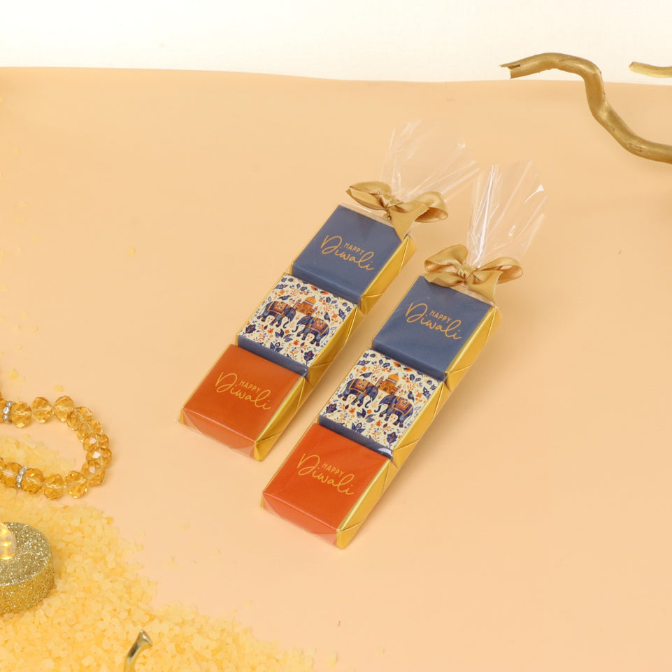 Set of 20 Happy Diwali elephant festive designed premium chocolate pack giveaway