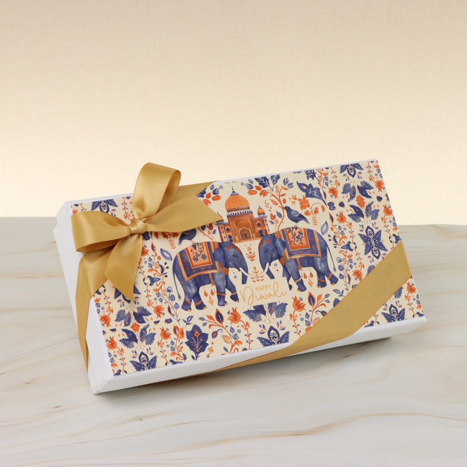 Set of 6 Happy Diwali elephant festive designed 8 - piece premium chocolate hard box giveaway