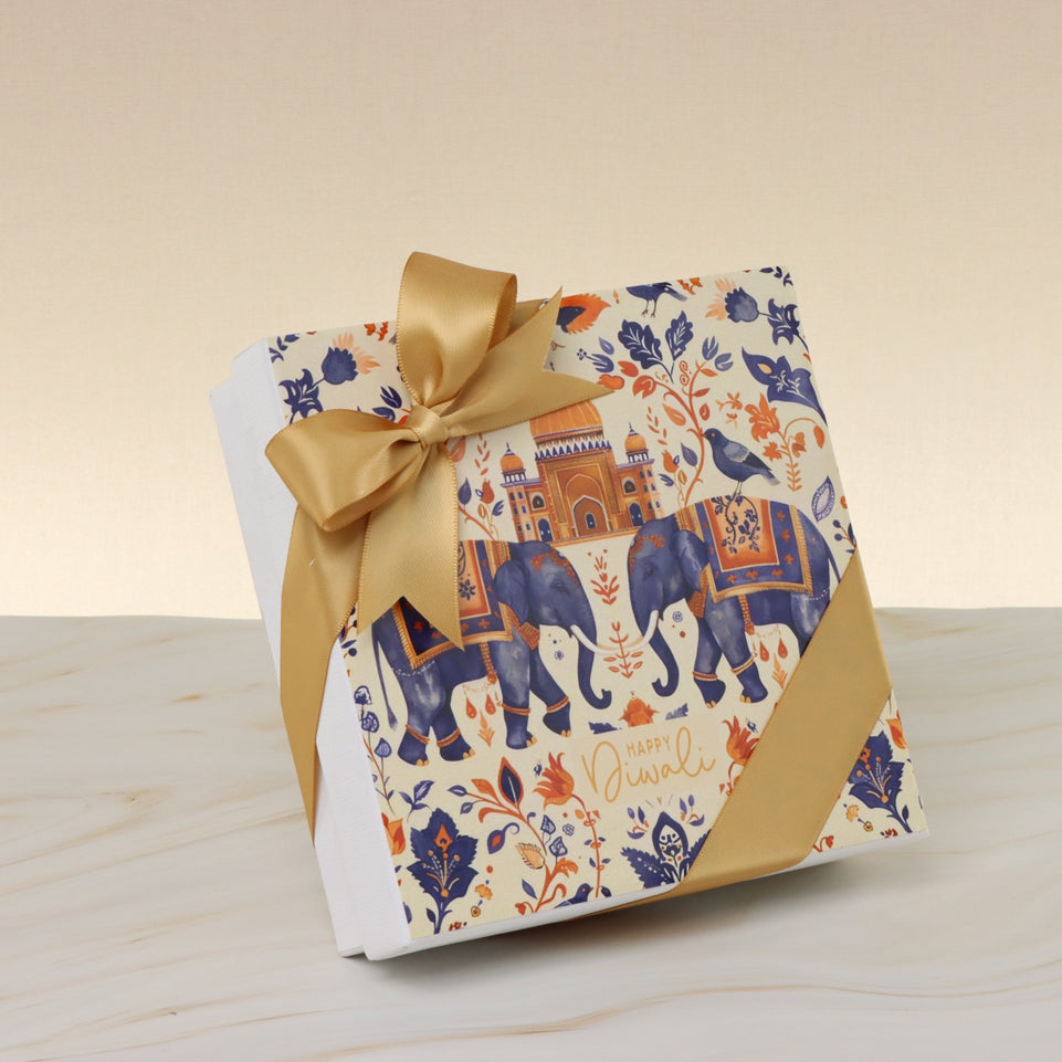 Happy diwali elephant festive designed 9-piece premium chocolate hard box
