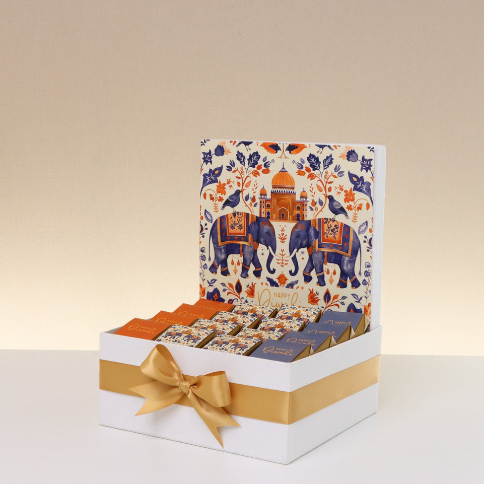 Happy diwali elephant festive designed premium chocolate medium hamper
