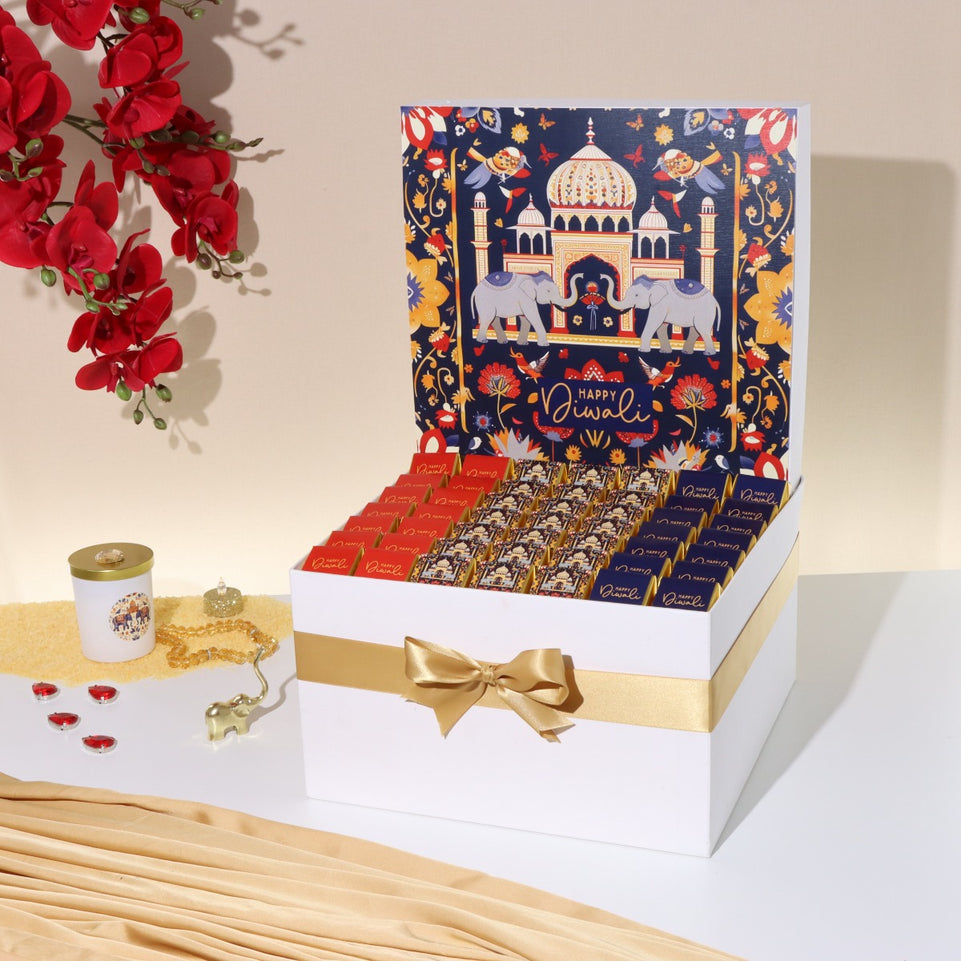 Happy diwali majestic elephant designed premium chocolate extra large hamper