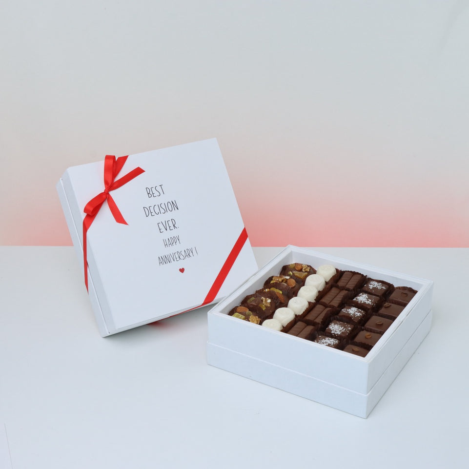 Best decision ever happy anniversary designed chocolate hard box