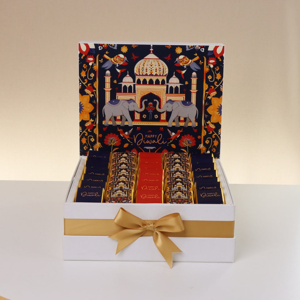 Happy diwali majestic elephant designed premium chocolate large hamper